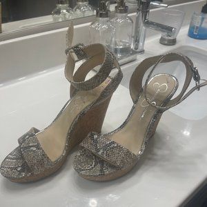 Jessica Simpson snakeskin cork wedge sandal